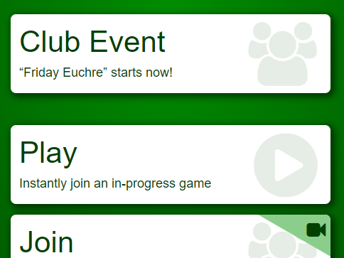 A Club Event button for an event named “Friday Euchre”