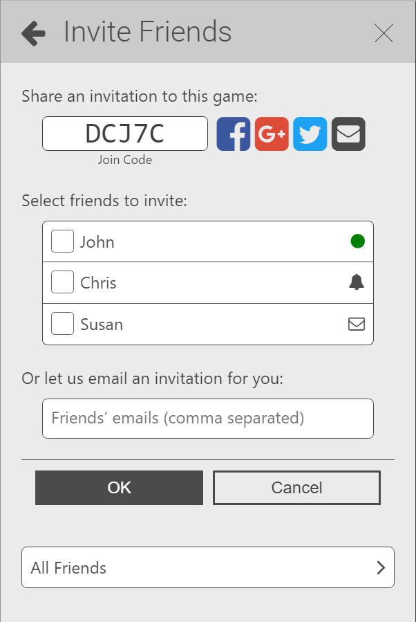 Invite Friends form